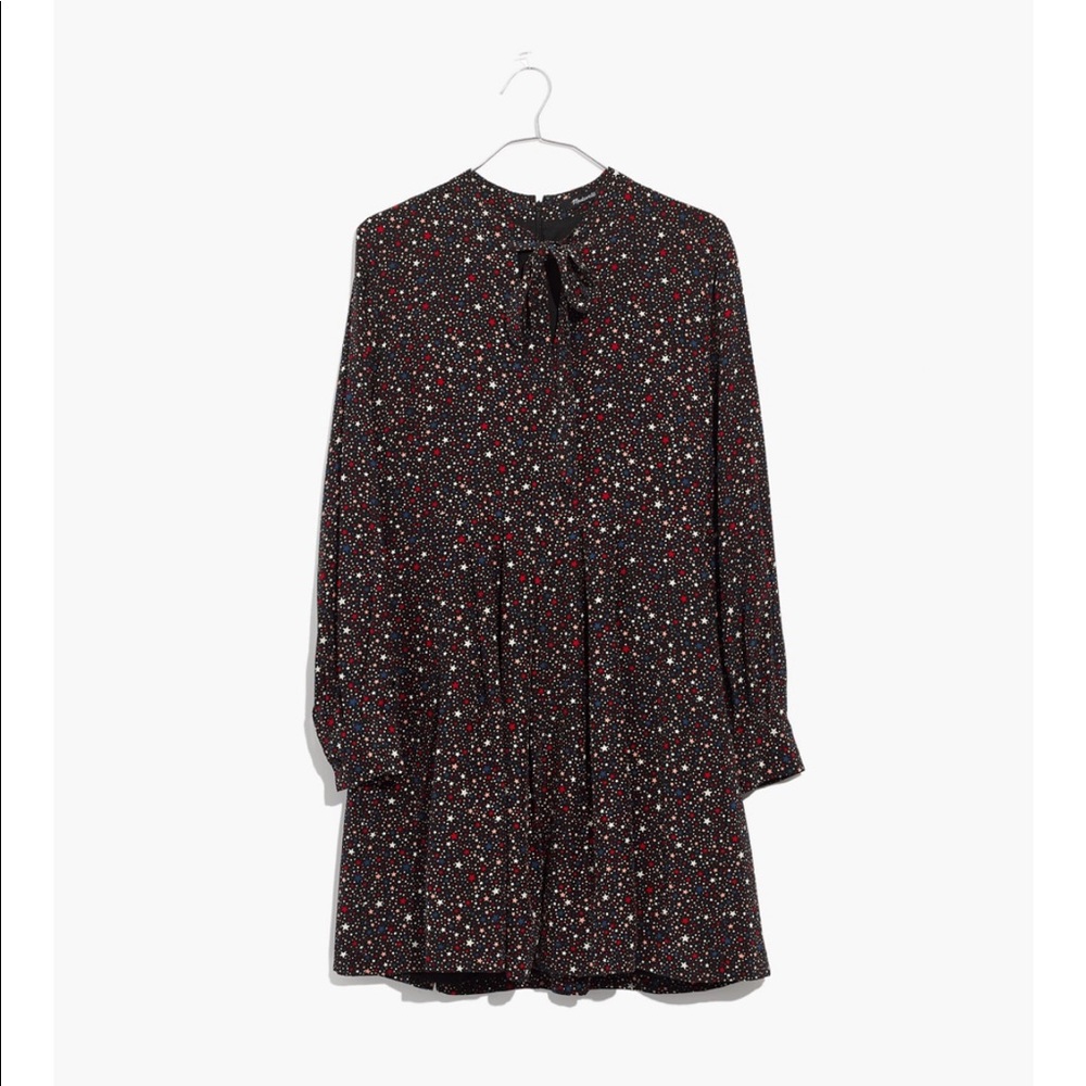 Madewell balsam tie neck dress in starry night